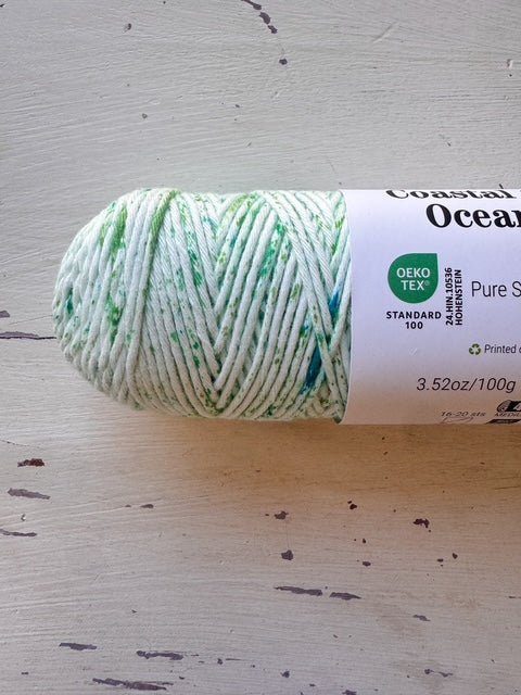The Genevieve Cable Sleeve Pullover Kit (made with Queensland Coastal Cotton Ocean Mist)