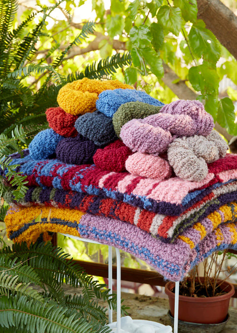 LANA ALPACA Stripe Panel Blanket
