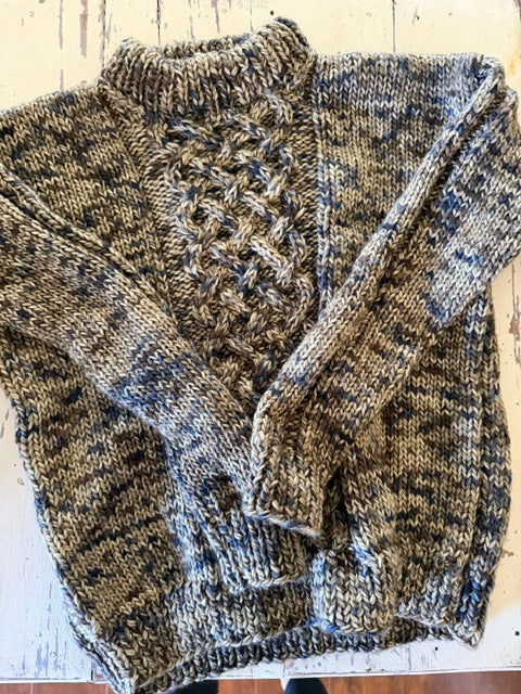 The Suave Cable Sweater Kit (made with Araucania Suave doubled)