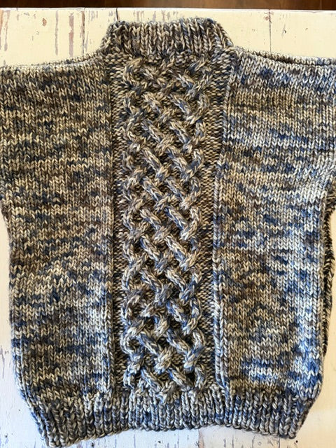 The Suave Cable Sweater Kit (made with Araucania Suave doubled)
