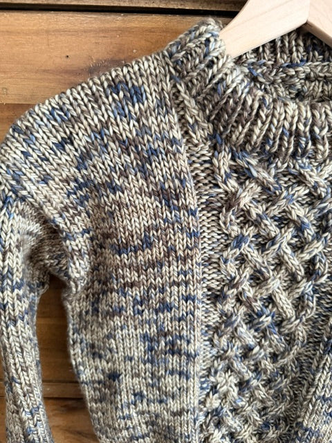 The Suave Cable Sweater Kit (made with Araucania Suave doubled)