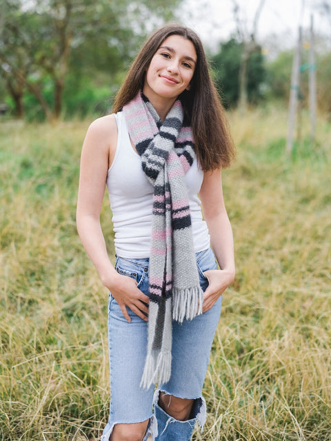 Cashmere Light Striped Seed Stitch Scarf Kit