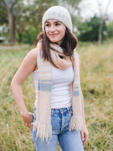 Cashmere Light Striped Seed Stitch Scarf Kit